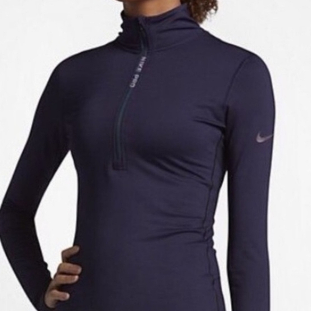 Nike Pro HyperWarm Plum Half-Zip Long Sleeve Size… - image 1